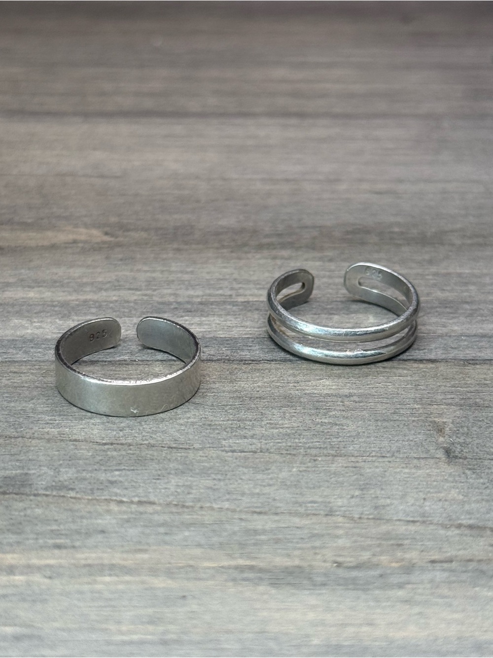 Sterling Silver Adjustable Toe Rings - Set of 2